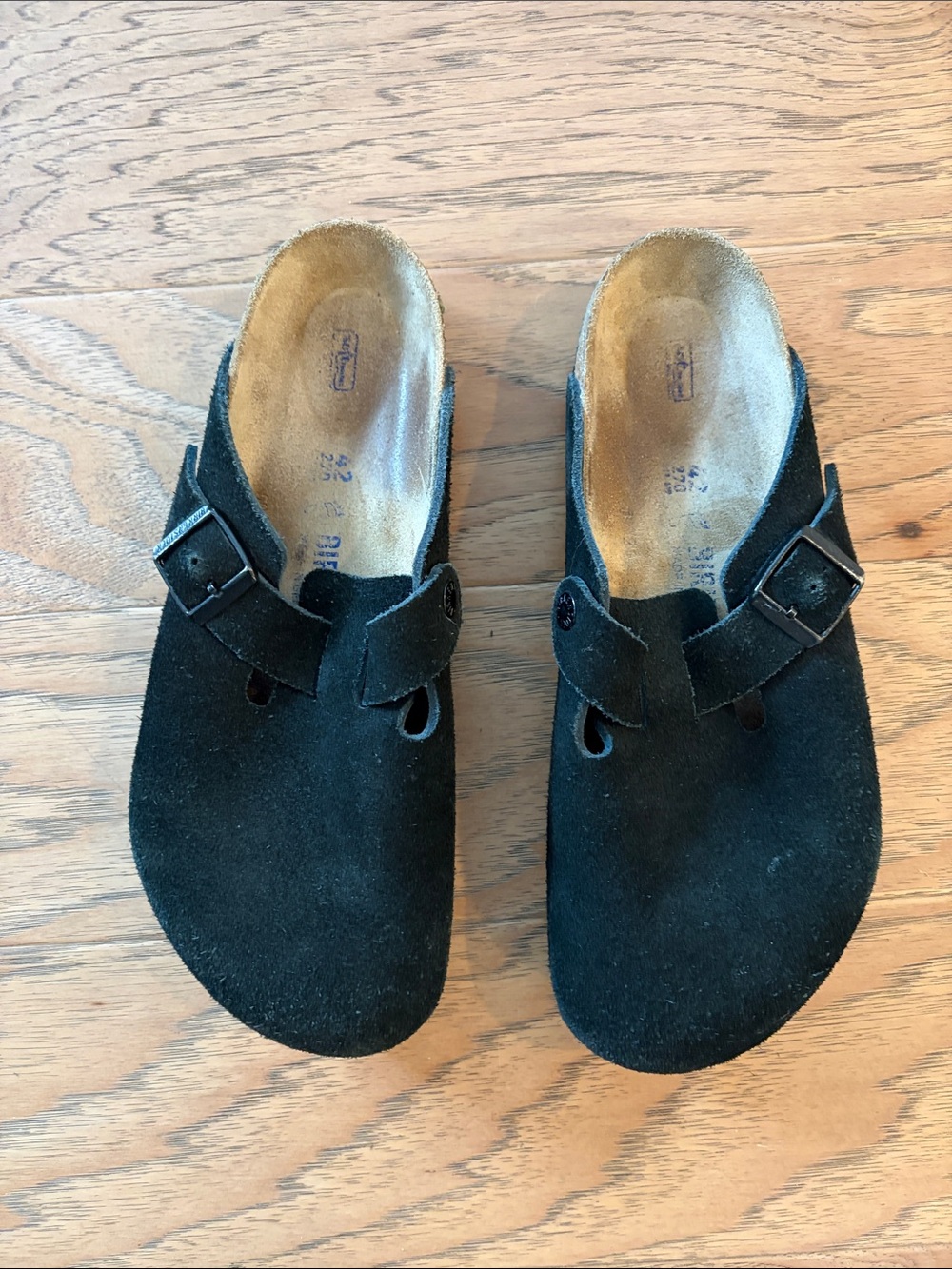Birkenstock Boston Black Suede Mules